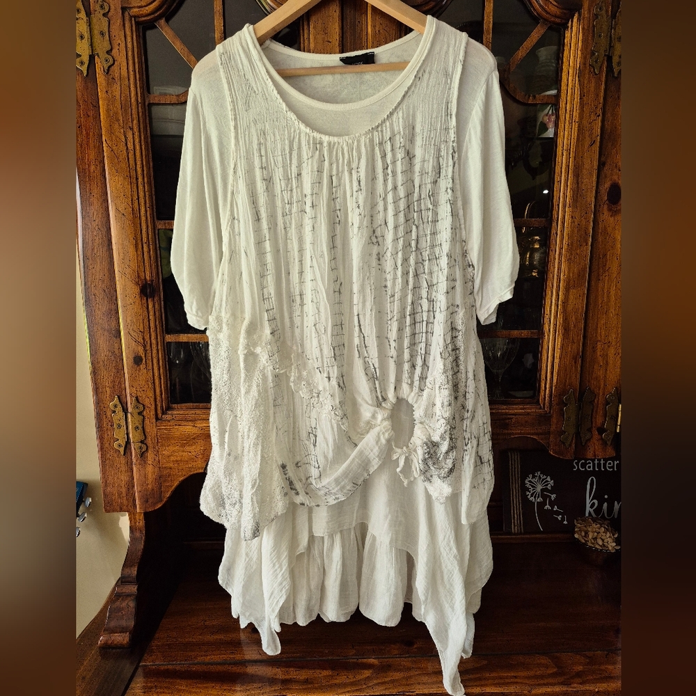 Mode De Vie Asymmetrical 2 Piece White Dress